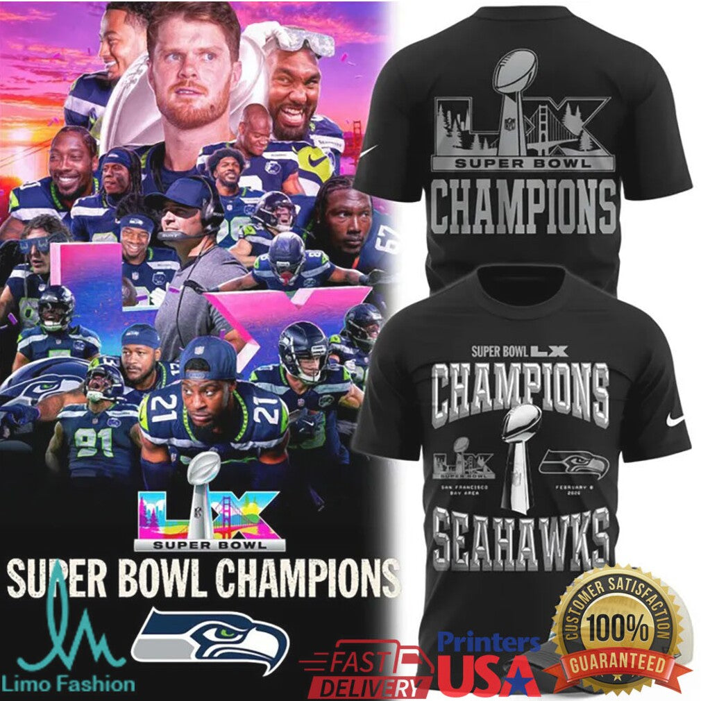 Seattle Seahawks Super Bowl LX 2026 Champions Multi Color Graphic Apparel Set - Limotees LLC