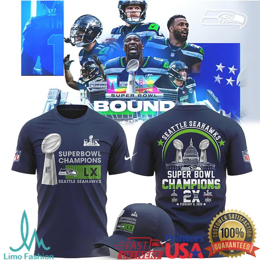 Seattle Seahawks Super Bowl LX Champions 2026 Commemorative T Shirt & Hoodie Set - Limotees LLC