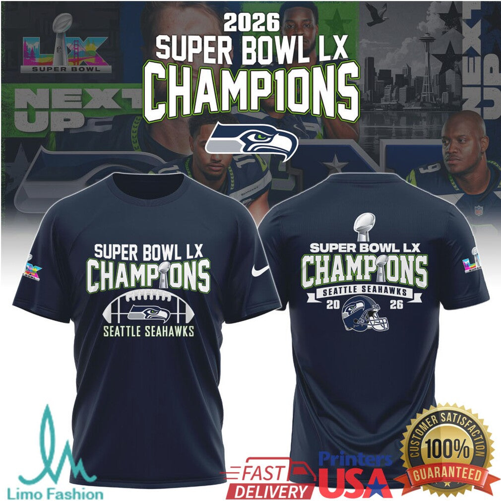 Seattle Seahawks Super Bowl LX Champions 2026 Commemorative T Shirt & Sweatshirt - Limotees LLC
