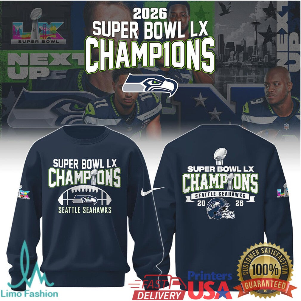 Seattle Seahawks Super Bowl LX Champions 2026 Commemorative T Shirt & Sweatshirt - Limotees LLC