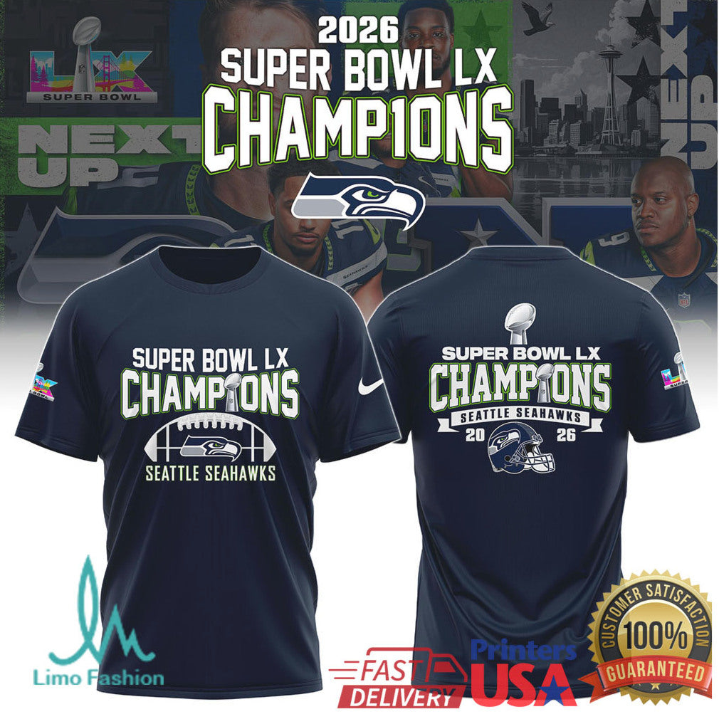 Seattle Seahawks Super Bowl LX Champions 2026 Commemorative T Shirt & Sweatshirt - Limotees LLC