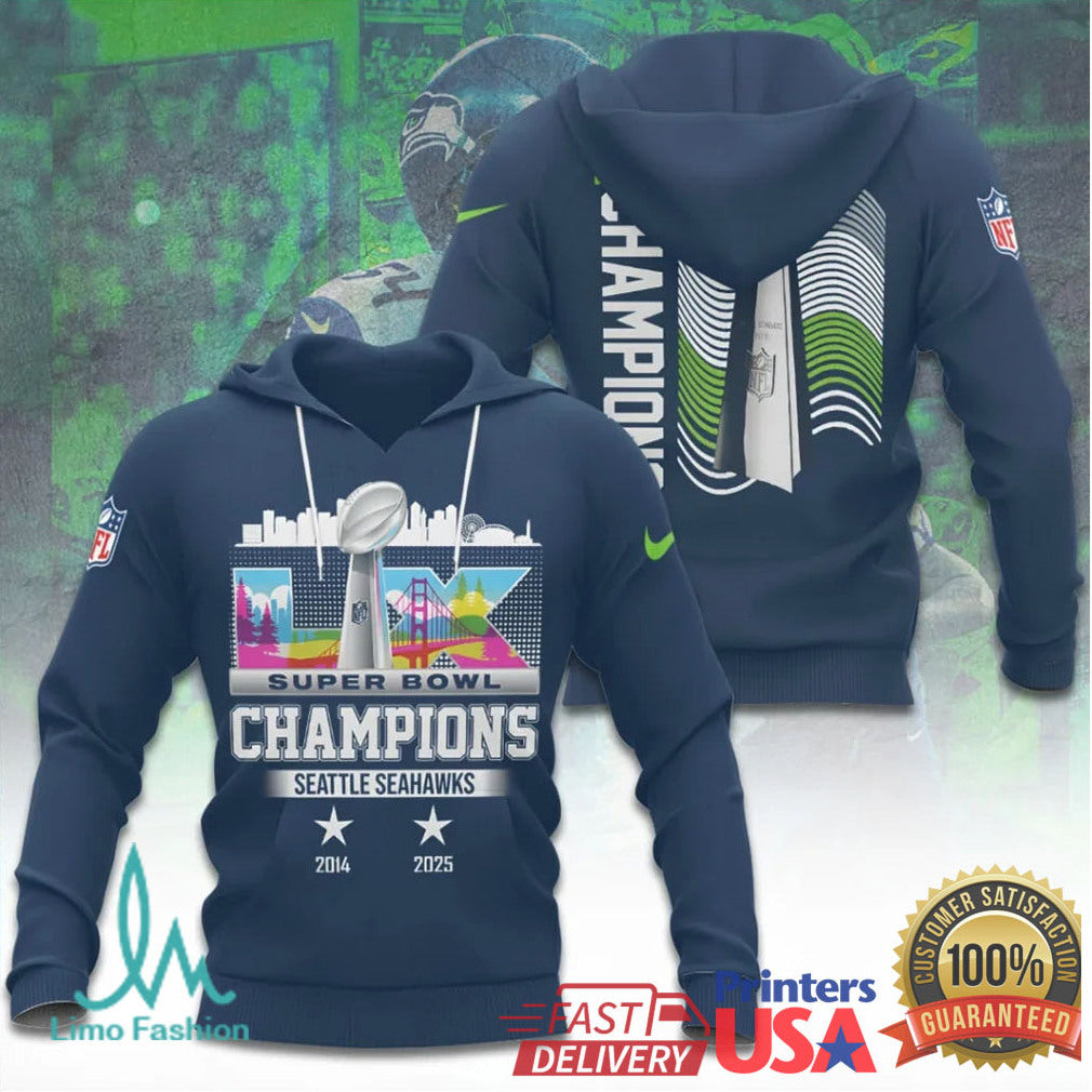 Seattle Seahawks Super Bowl LX Champions Commemorative 2014 & 2025 Star Polo - Limotees LLC