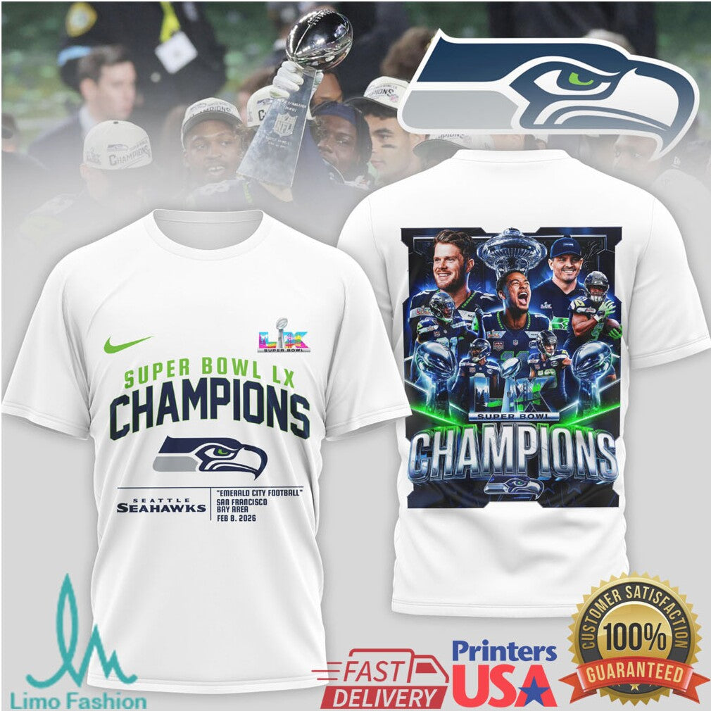 Seattle Seahawks Super Bowl LX Champions Team Celebration T Shirt - Limotees LLC
