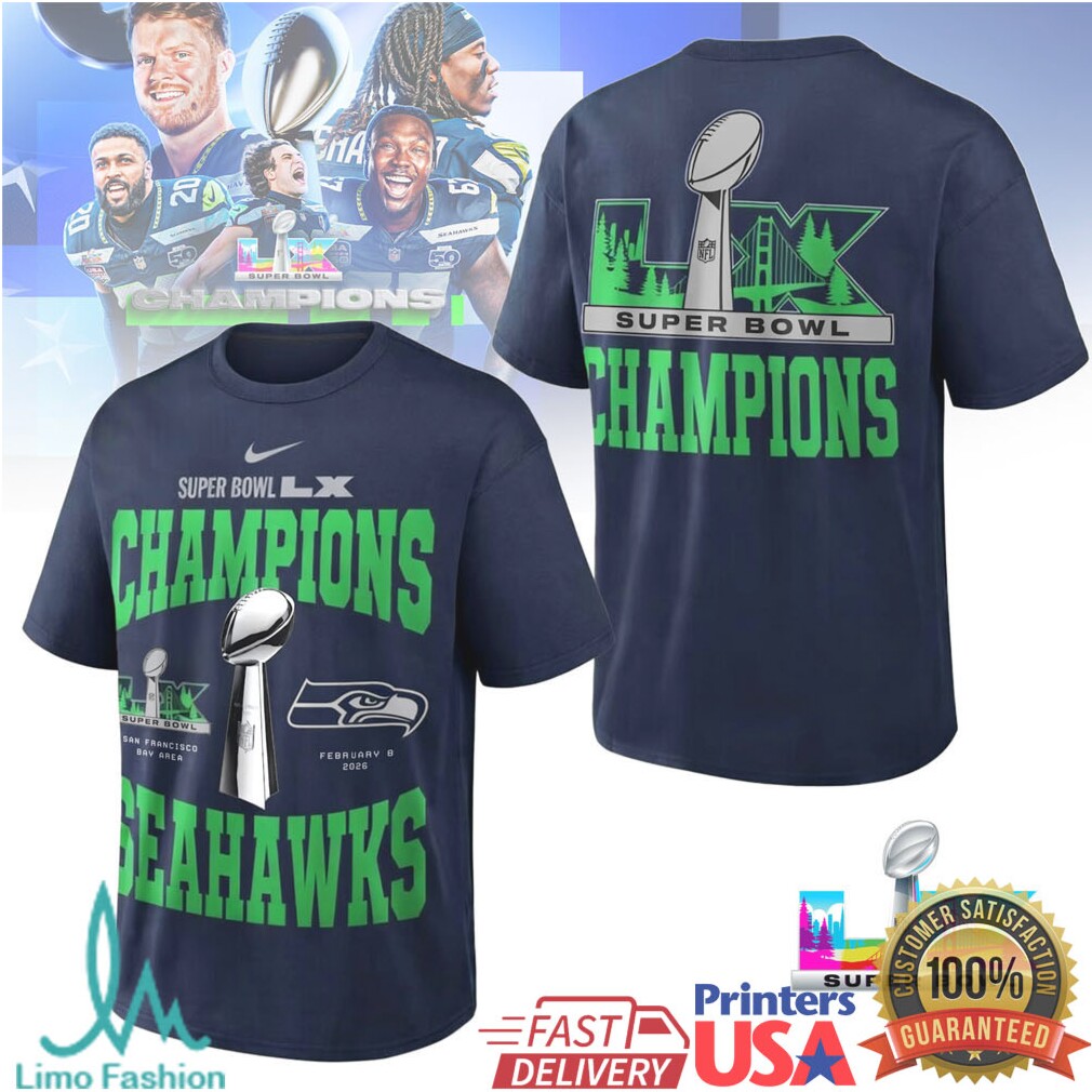 Seattle Seahawks Super Bowl LX Champions Vince Lombardi Trophy Tee - Limotees LLC