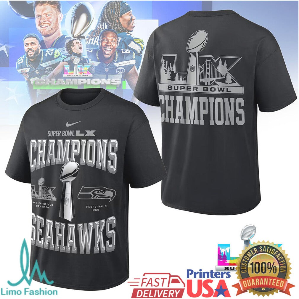 Seattle Seahawks Super Bowl LX Champions Vince Lombardi Trophy Tee - Limotees LLC