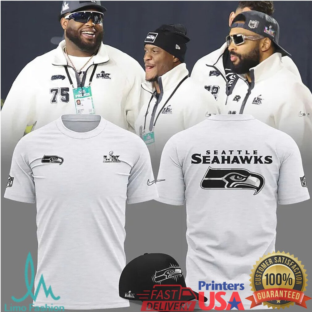 Seattle Seahawks Super Bowl LX Sideline Performance White T Shirt & Sweatshirt - Limotees LLC