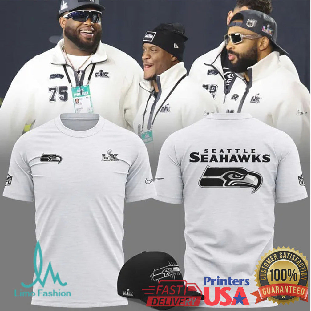 Seattle Seahawks Super Bowl LX Sideline Performance White T Shirt & Sweatshirt - Limotees LLC