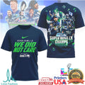 Seattle Seahawks Super Bowl LX “We Did Not Care” Champions Navy Tee - Limotees LLC
