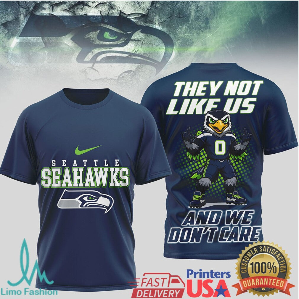 Seattle Seahawks “They Not Like Us” Kendrick Phrase Mascot Graphic Tee - Limotees LLC