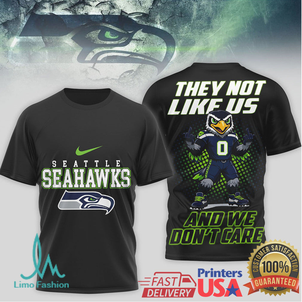 Seattle Seahawks “They Not Like Us” Kendrick Phrase Mascot Graphic Tee - Limotees LLC