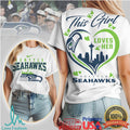 Seattle Seahawks “This Girl Loves Her Seahawks” Women's Heart Graphic T Shirt - Limotees LLC