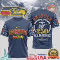 Seattle Seahawks U.S. Marines 250th Anniversary Camo Sleeve Tribute T Shirt - Limotees LLC