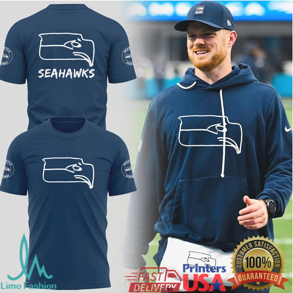 Seattle Seahawks Vintage Style Hand Drawn Logo NFL Shirt - Limotees LLC