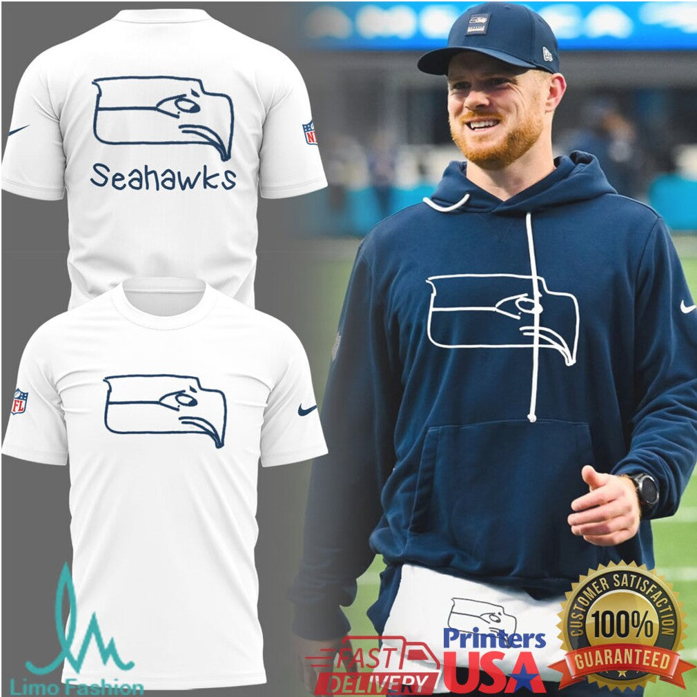 Seattle Seahawks Vintage Style Hand Drawn Logo NFL Shirt - Limotees LLC