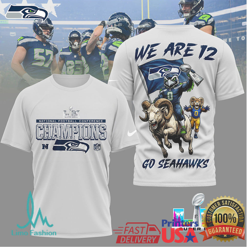 Seattle Seahawks “We Are 12” NFC Champions Mascot Graphic Shirt - Limotees LLC