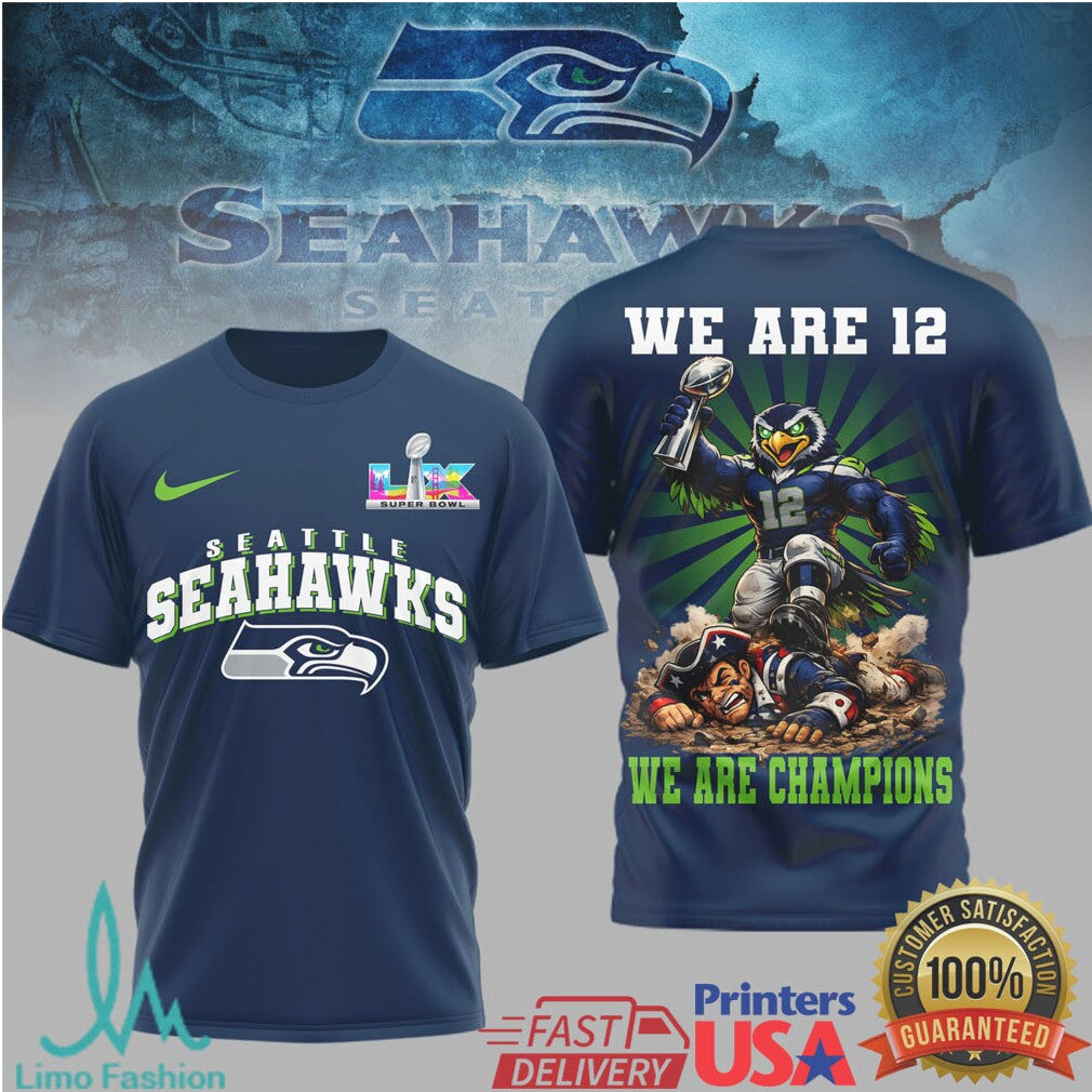 Seattle Seahawks “We Are 12” Super Bowl Champions Graphic Tee - Limotees LLC