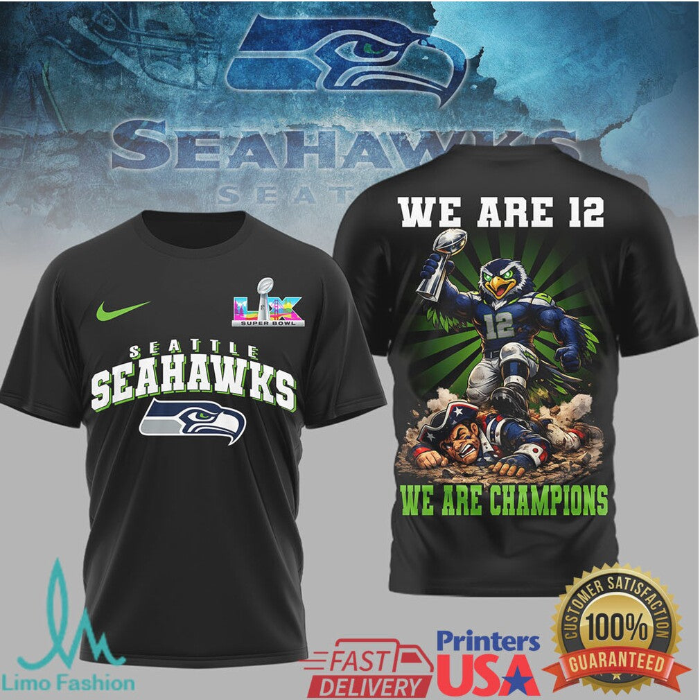 Seattle Seahawks “We Are 12” Super Bowl Champions Graphic Tee - Limotees LLC