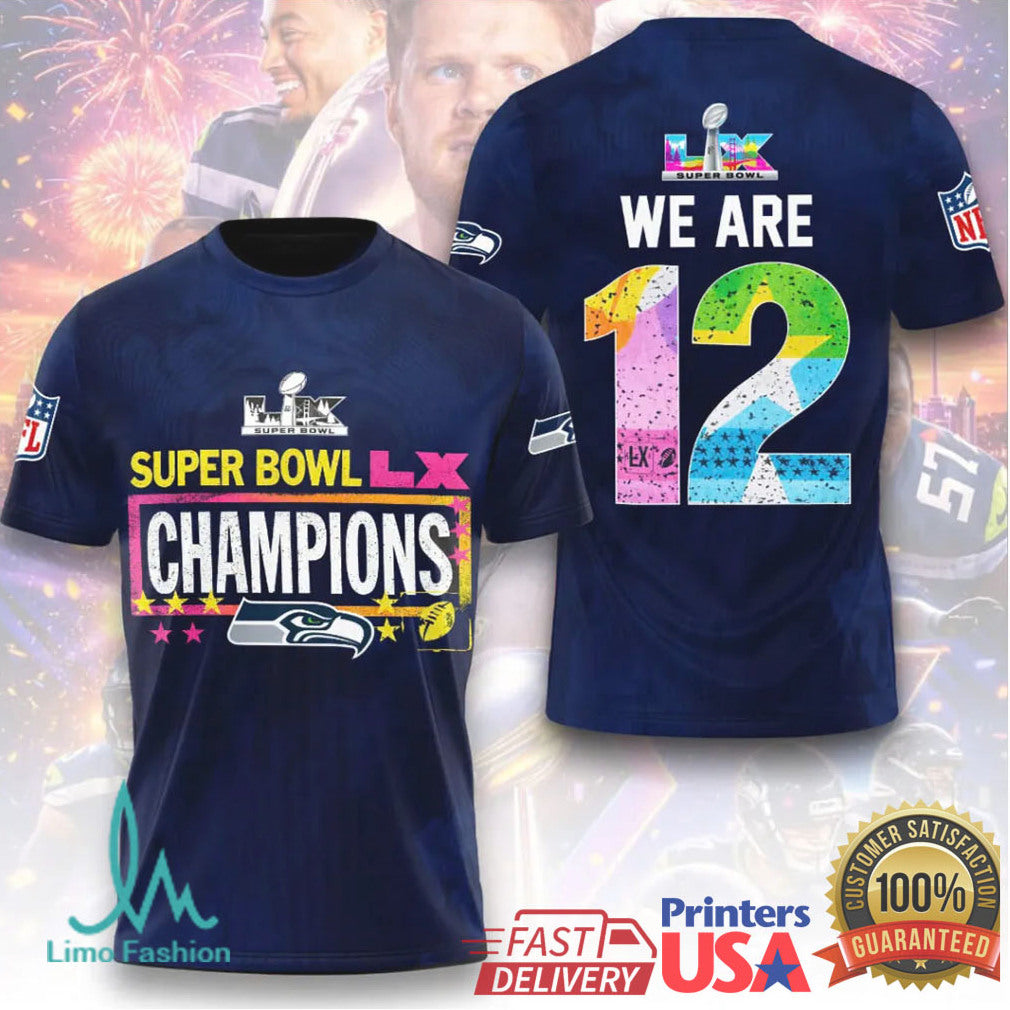 Seattle Seahawks “We Are 12” Super Bowl LX Champions Tie Dye Style Hoodie - Limotees LLC