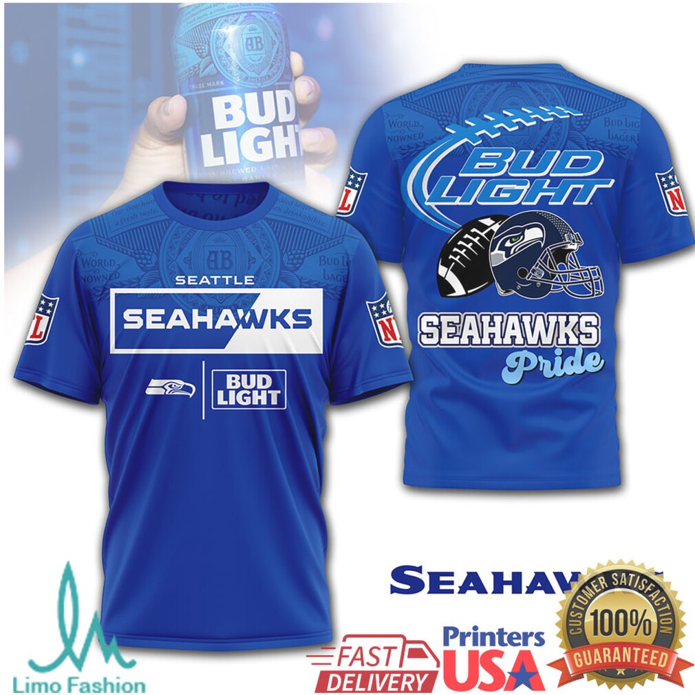 Seattle Seahawks x Bud Light Pride Beer Lovers 3D All Over Print T Shirt - Limotees LLC