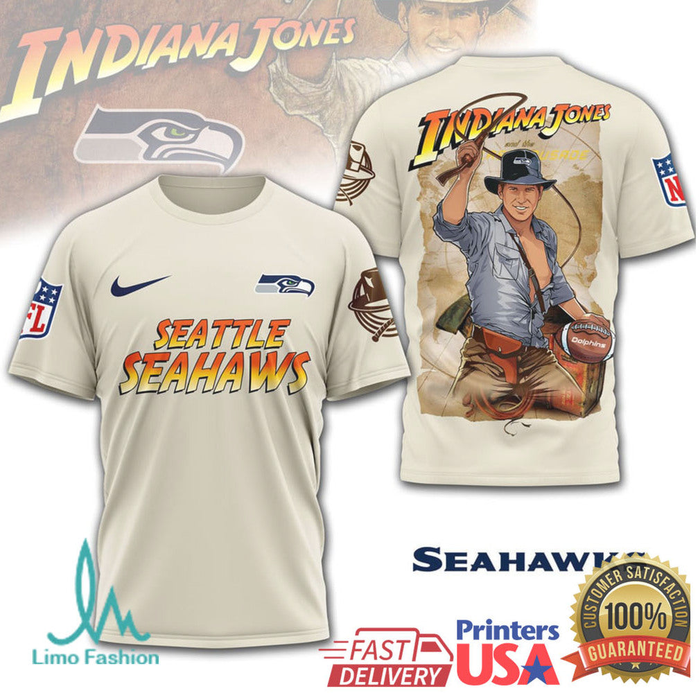 Seattle Seahawks x Indiana Jones Adventure Theme Graphic T Shirt - Limotees LLC