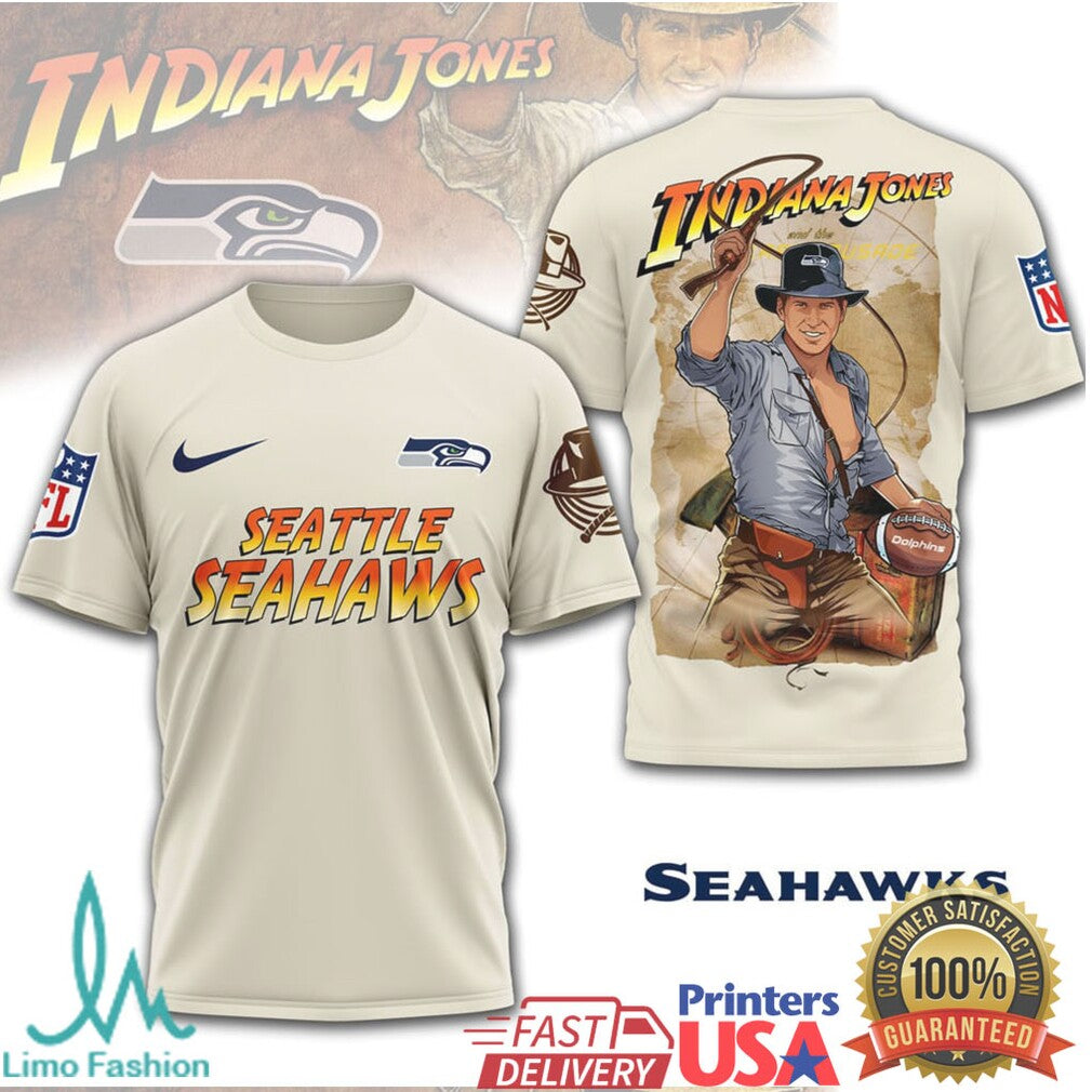 Seattle Seahawks x Indiana Jones Adventure Theme Graphic T Shirt - Limotees LLC