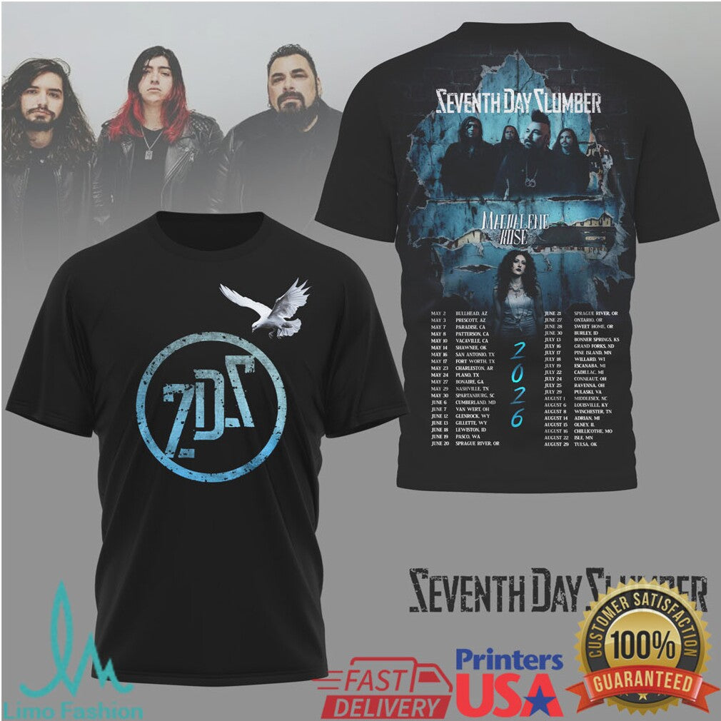 Seventh Day Slumber 2026 Tour T Shirt Magdalene Rose Concert Merch - Limotees LLC