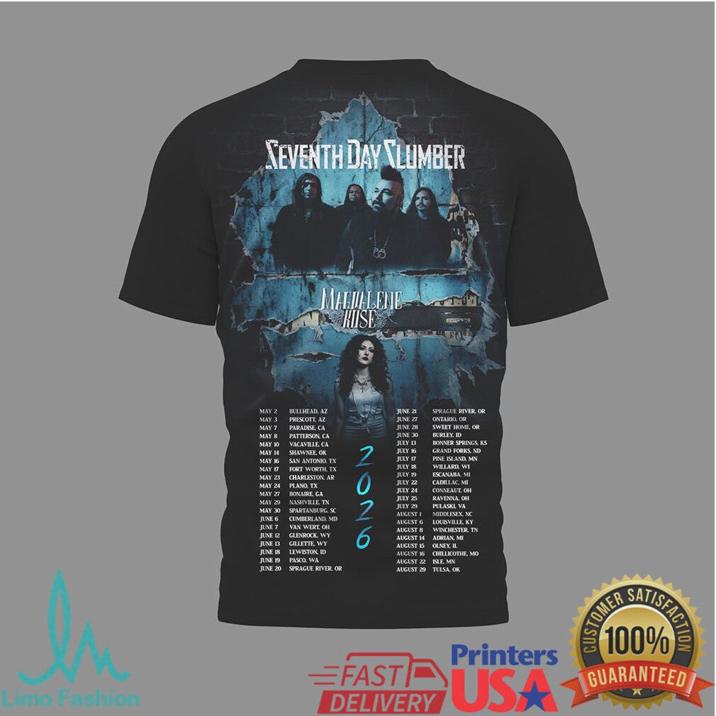 Seventh Day Slumber 2026 Tour T Shirt Magdalene Rose Concert Merch - Limotees LLC