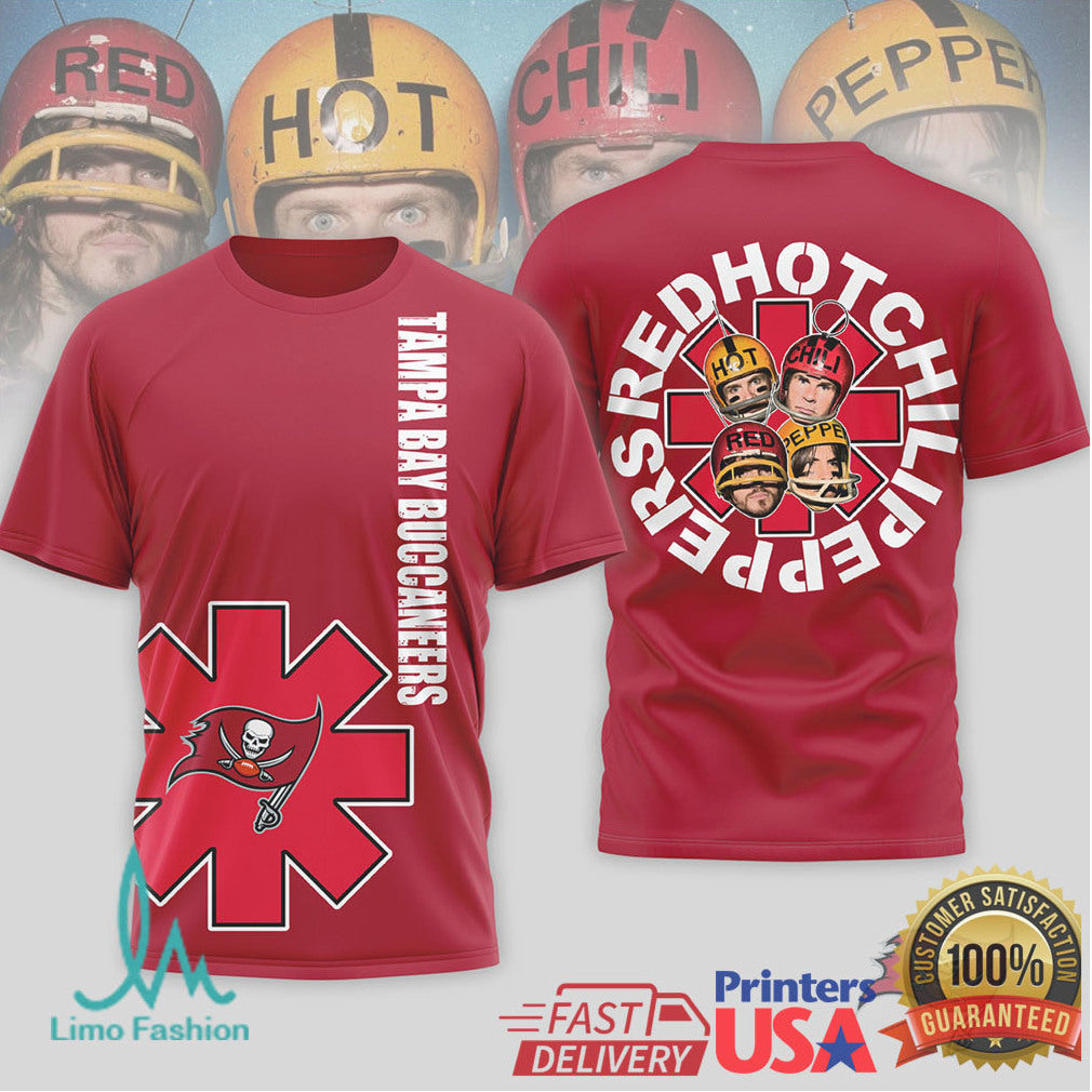 Tampa Bay Buccaneers Official NFL Red Hot Chilli Peppers 3D Shirt - Limotees LLC