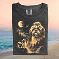 Shih Tzu Dog Full Moon Night Forest Graphic T Shirt - Limotees LLC