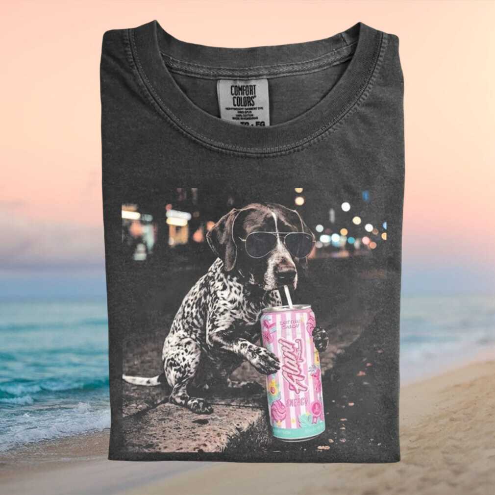 Shorthaired Pointer Dog Wearing Sunglasses Drinking Soda T Shirt - Limotees LLC
