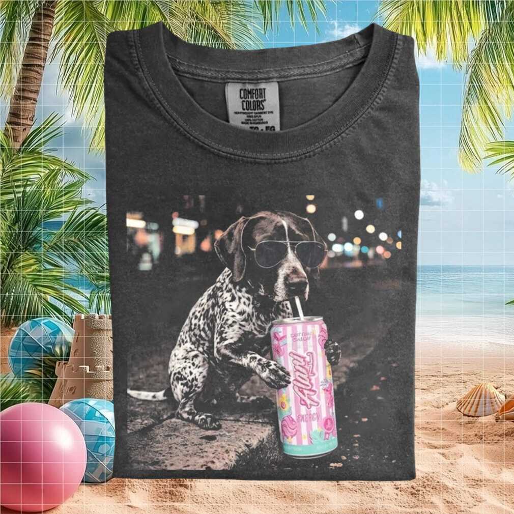 Shorthaired Pointer Dog Wearing Sunglasses Drinking Soda T Shirt - Limotees LLC