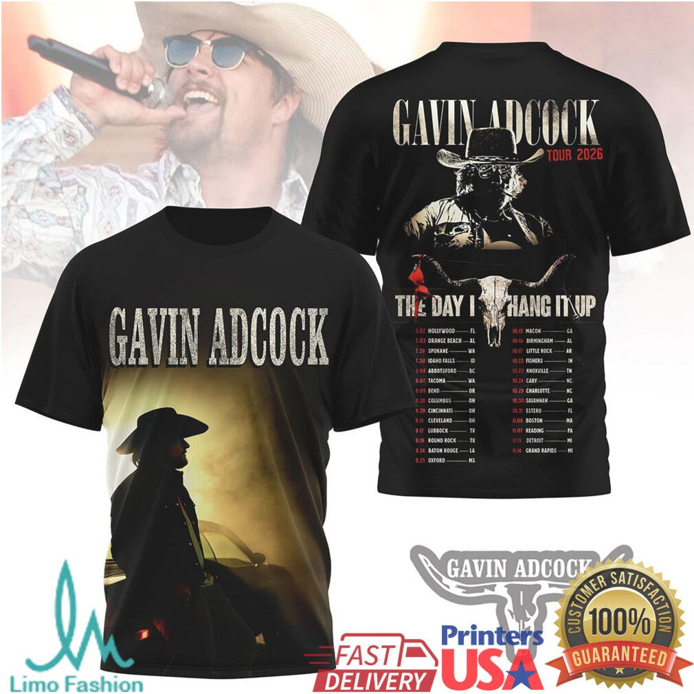 Gavin Adcock Tour 2026 The Day I Hang It Up Country Music Concert T Shirt - Limotees LLC