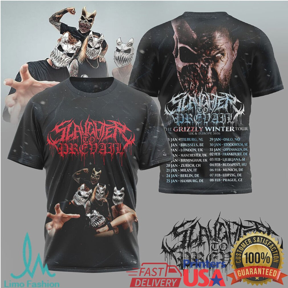 Slaughter To Prevail Grizzly Winter Tour 2026 Apparel - Limotees LLC