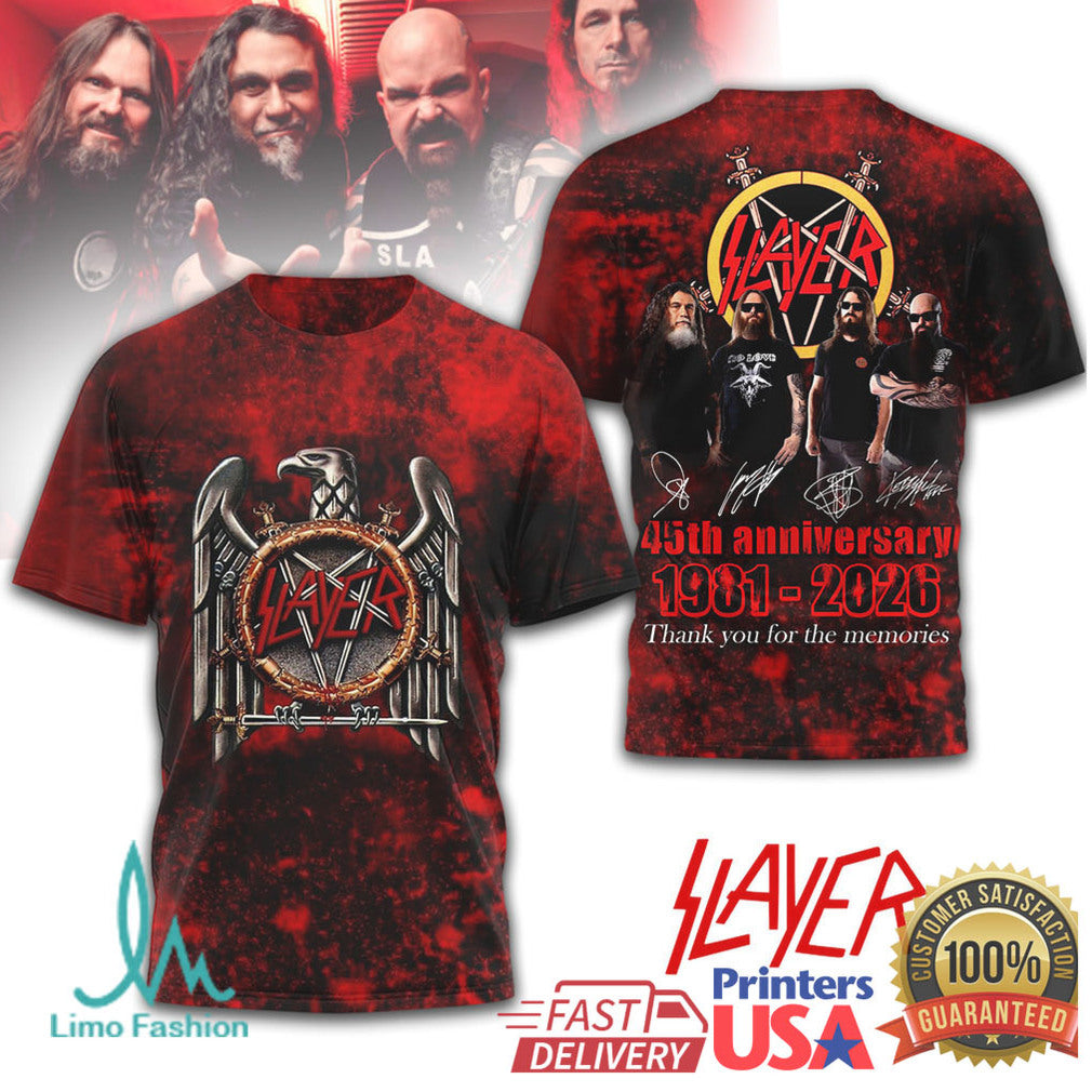 Slayer 45th Anniversary 1981 2026 Thank You For The Memories Shirt - Limotees LLC