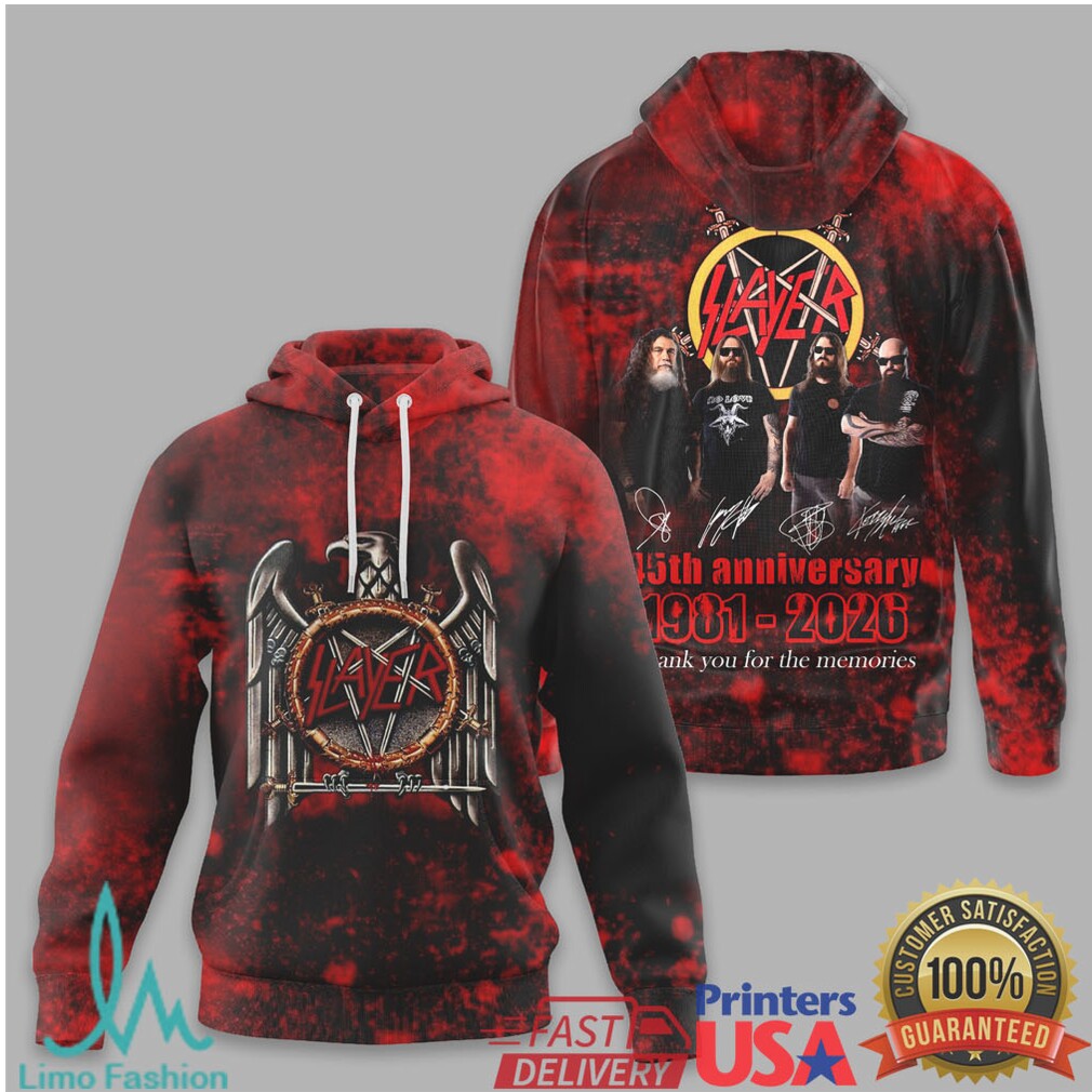 Slayer 45th Anniversary 1981 2026 Thank You For The Memories Shirt - Limotees LLC