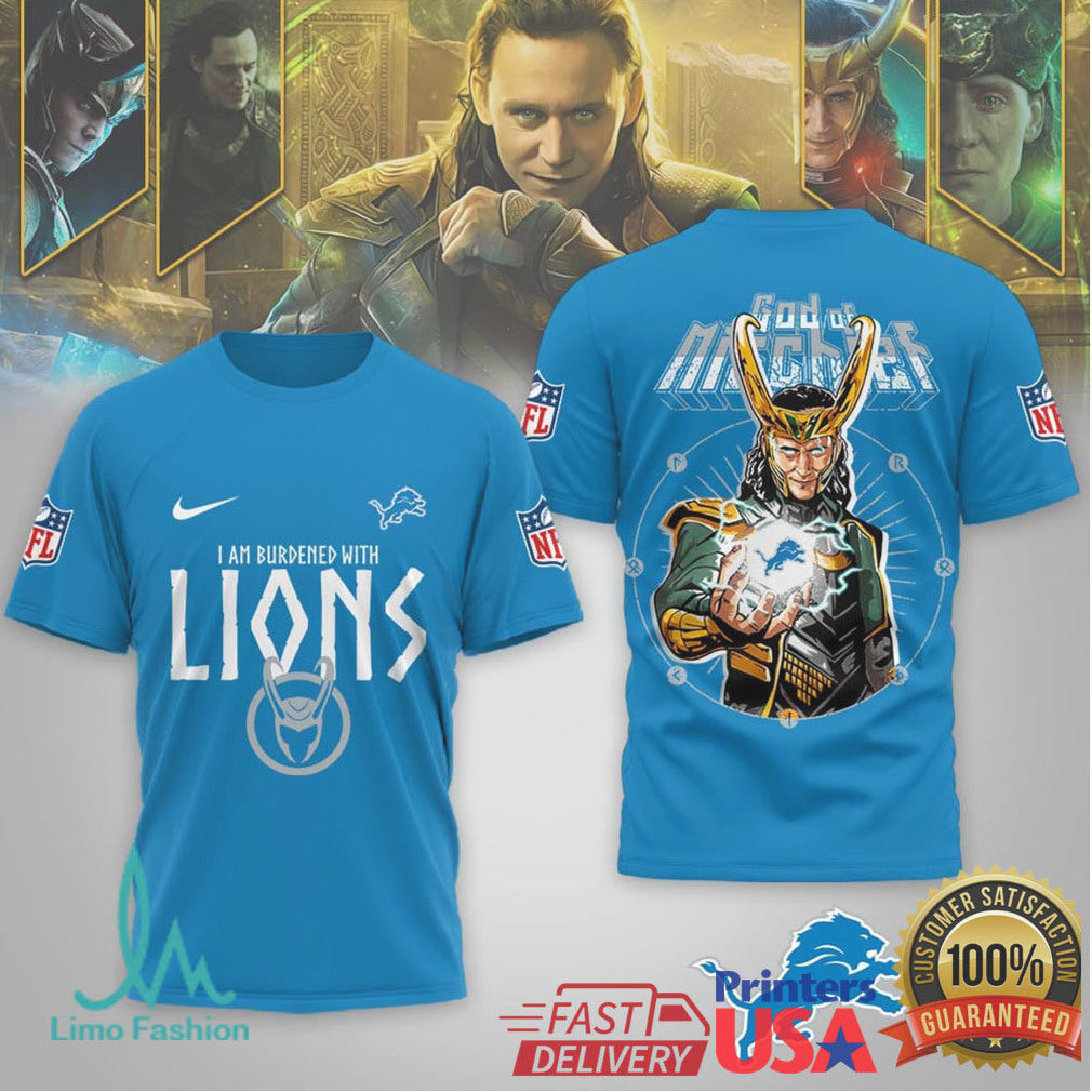 Detroit Lions Official Loki NFL God Of Mischief 3D Shirt - Limotees LLC