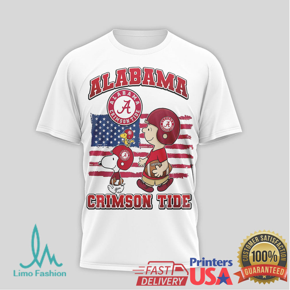 Snoopy Alabama Crimson Tide Patriotic Football T Shirt