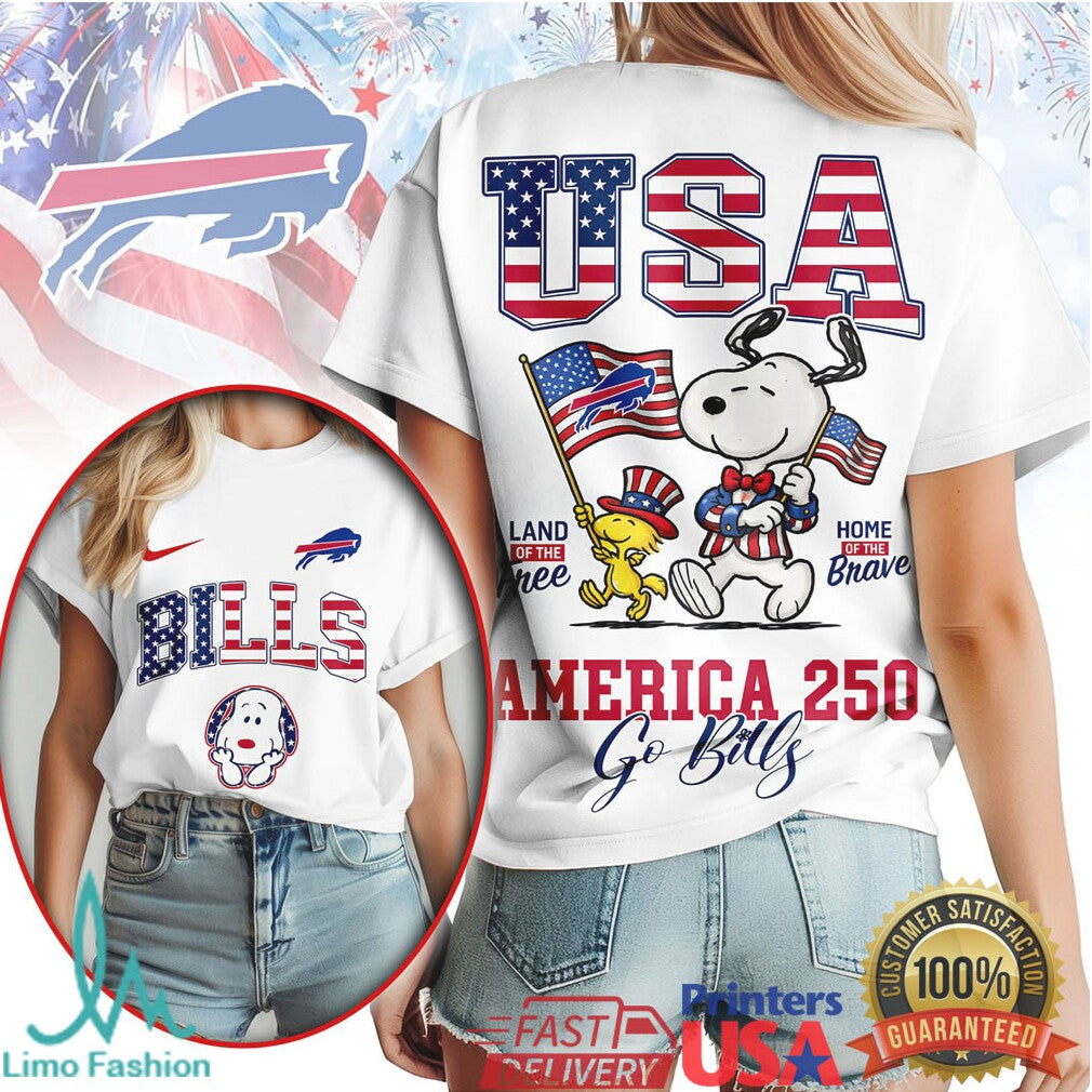 Snoopy America 250 Buffalo Bills Patriotic USA Flag T Shirt - Limotees LLC