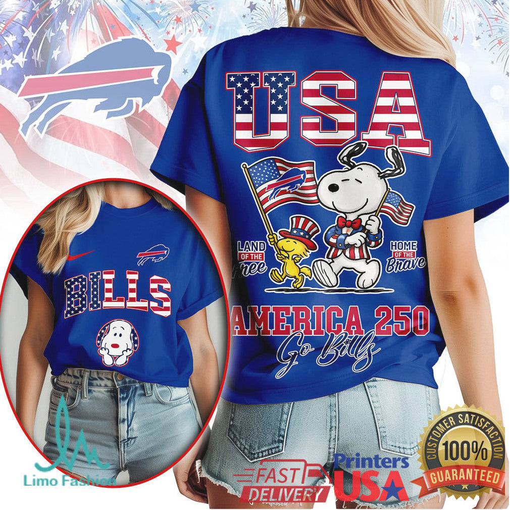 Snoopy America 250 Buffalo Bills Patriotic USA Flag T Shirt - Limotees LLC