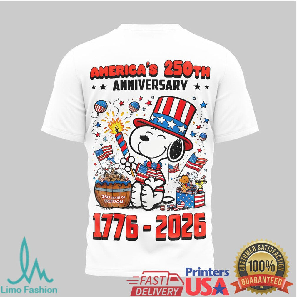 Snoopy America's 250th Anniversary 1776 2026 Patriotic T Shirt - Limotees LLC