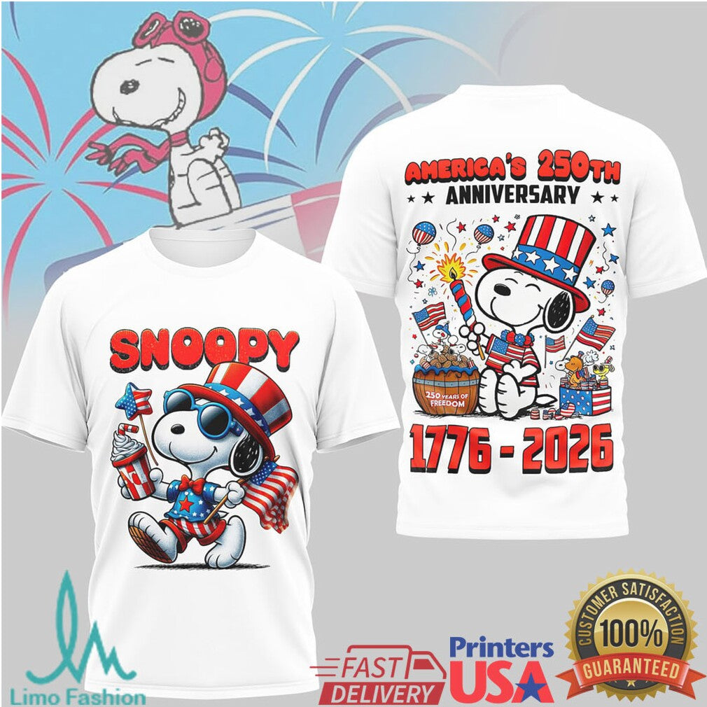 Snoopy America's 250th Anniversary 1776 2026 Patriotic T Shirt - Limotees LLC