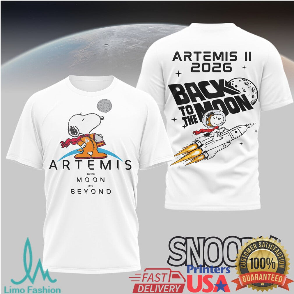 Snoopy Artemis II 2026 Back to the Moon NASA Astronaut T Shirt - Limotees LLC