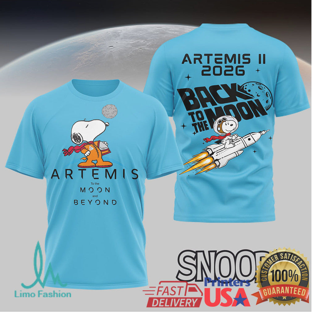 Snoopy Artemis II 2026 Back to the Moon NASA Astronaut T Shirt - Limotees LLC