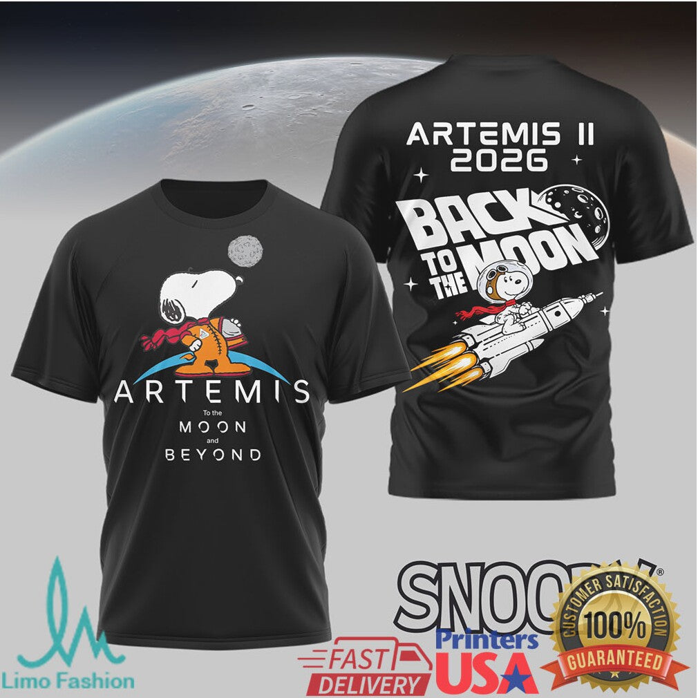 Snoopy Artemis II 2026 Back to the Moon NASA Astronaut T Shirt - Limotees LLC