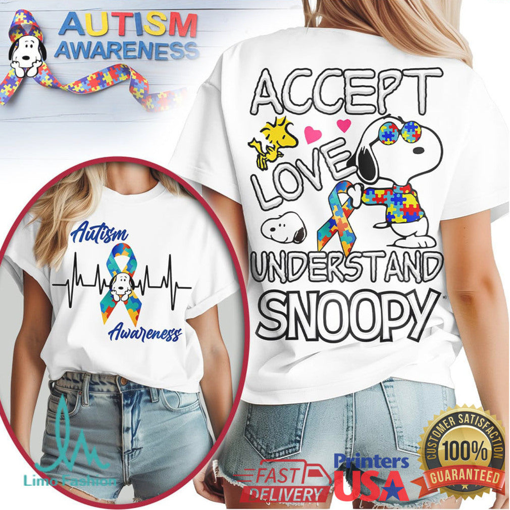 Snoopy Autism Awareness Accept Love Understand T Shirt - Limotees LLC
