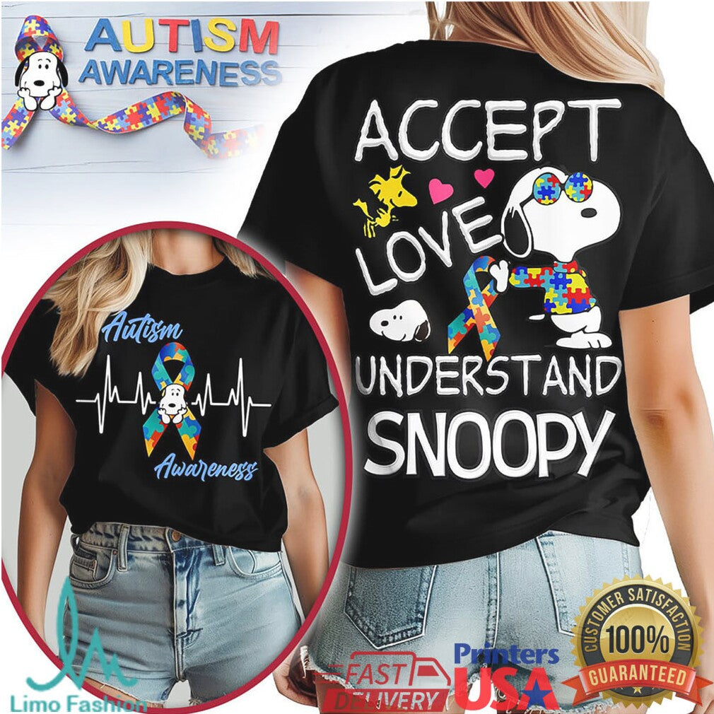 Snoopy Autism Awareness Accept Love Understand T Shirt - Limotees LLC