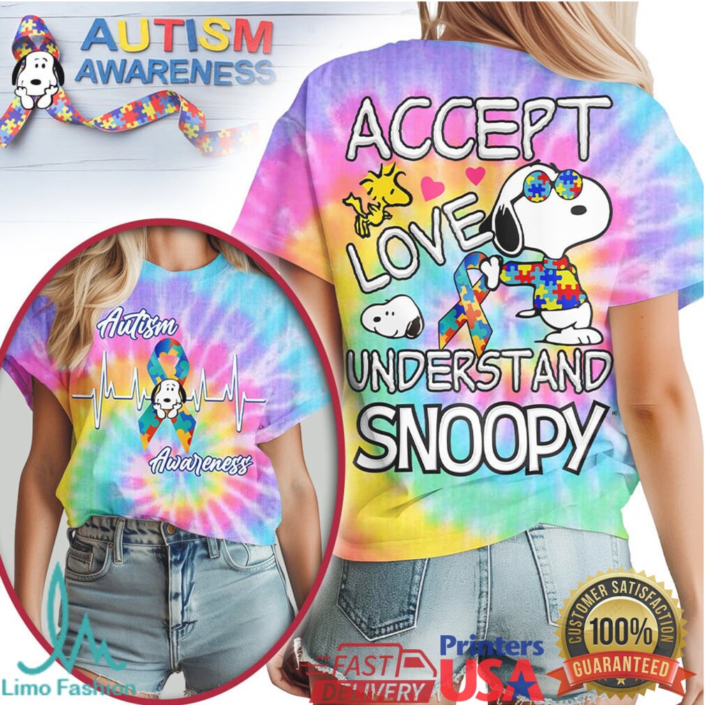 Snoopy Autism Awareness Accept Love Understand T Shirt - Limotees LLC