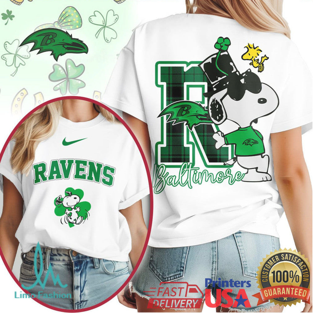 Snoopy Baltimore Ravens St. Patrick's Day Lucky Bird Green Shirt - Limotees LLC
