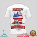 Snoopy & Charlie Brown Oklahoma Sooners US Flag Football T Shirt - Limotees LLC