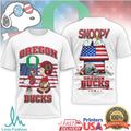 Snoopy & Charlie Brown Oregon Ducks US Flag Football T Shirt - Limotees LLC